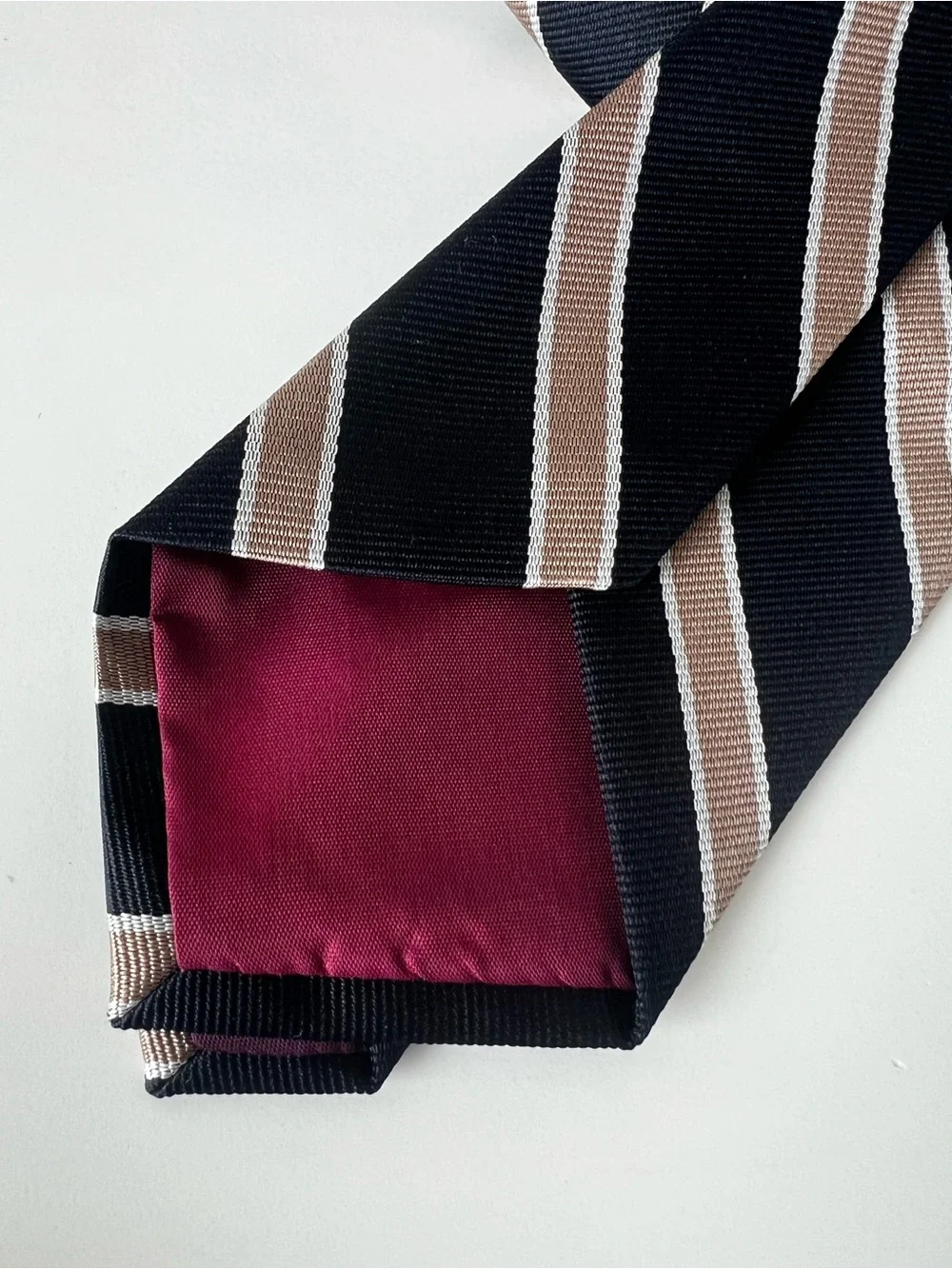 pierre balmain PARIS Classic Black and Brown Striped Men's Tie